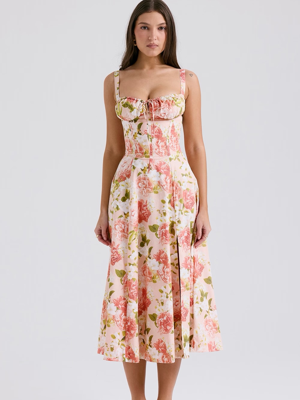 Nwt House Of Cb Carmen Corset Dress In Pink Peony